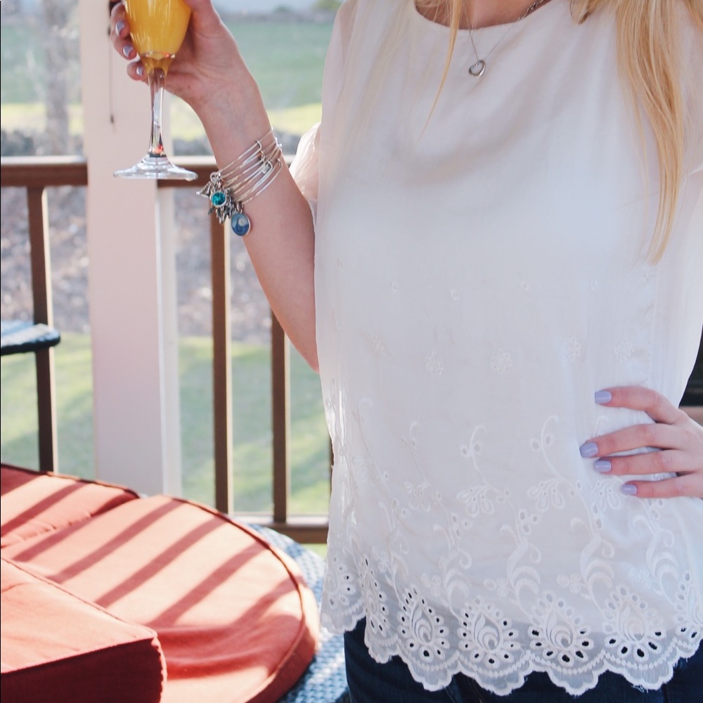 White lace bottom top
